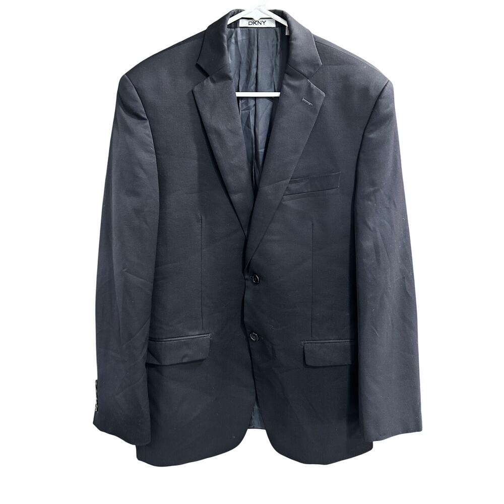 DKNY Black Suit Jacket 40R Wool Blend